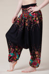 Floral Black Artisan Low Cut Haaremihousut