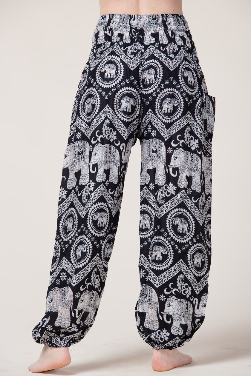 Imperial Elephant Black Artisan Harem Pants