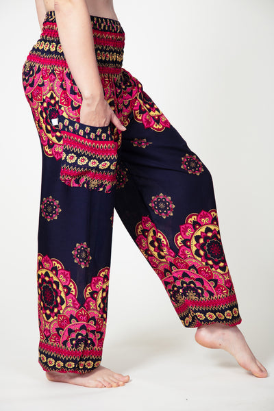 Lotus Mandala Navy Pink Artisan Haaremihousut