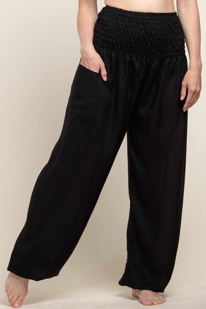 Long Boho Black Artisan Haaremihousut