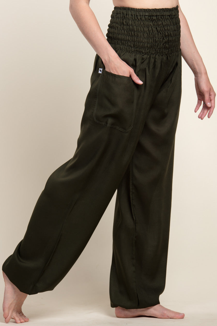 Long Boho Green Artisan Haaremihousut