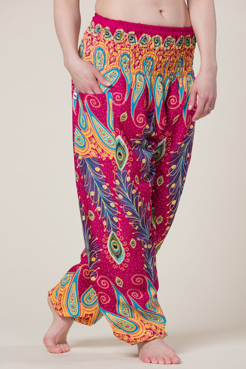 Peacock Paisley Pink Artisan Harem Pants