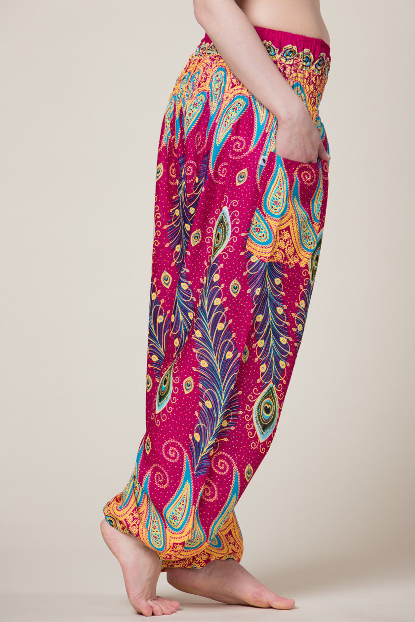 Peacock Paisley Pink Artisan Harem Pants