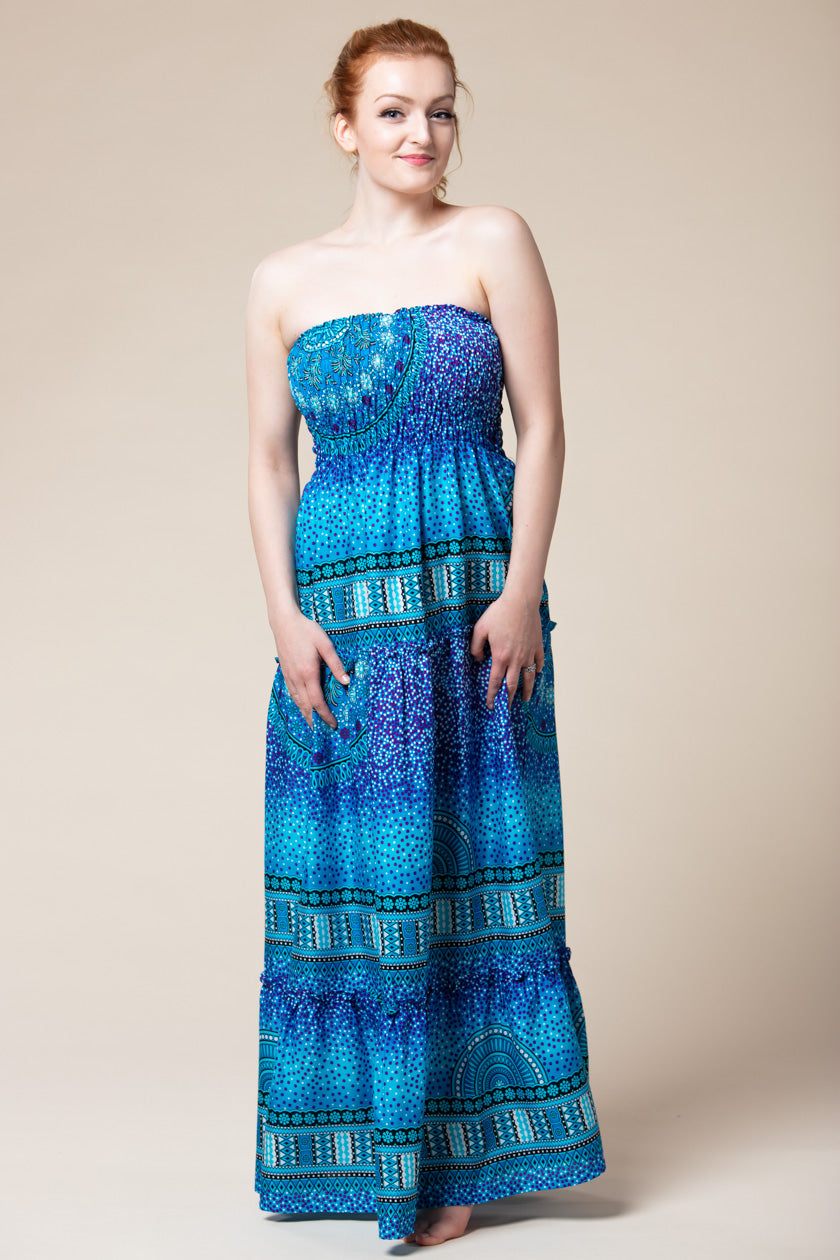 Chakra Blue Artisan Bandeau Maksimekko