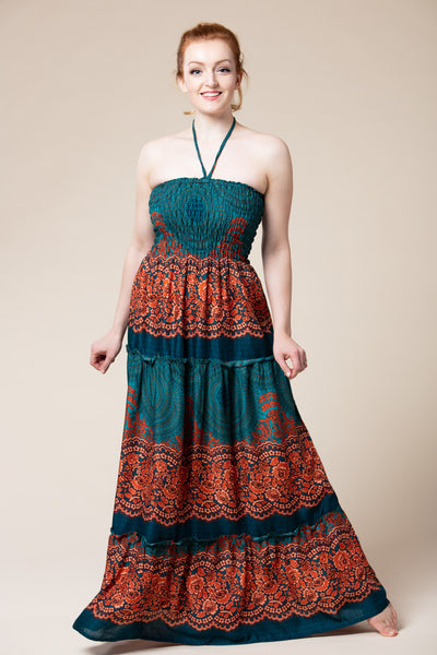 Mandala Teal Artisan Bandeau Maksimekko