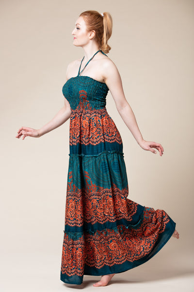 Mandala Teal Artisan Bandeau Maksimekko