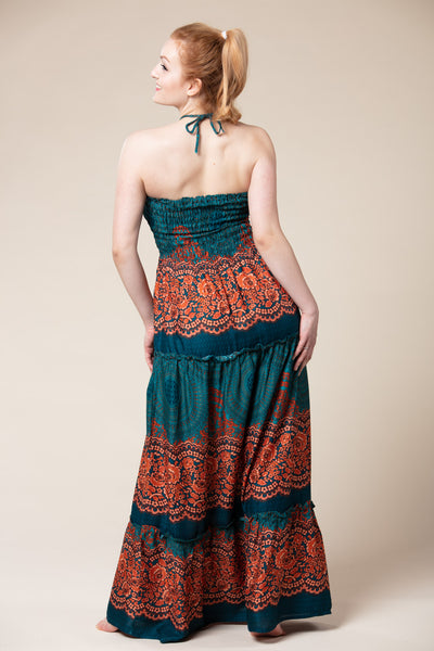 Mandala Teal Artisan Bandeau Maksimekko