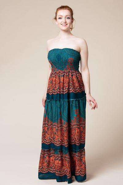 Mandala Teal Artisan Bandeau Maksimekko