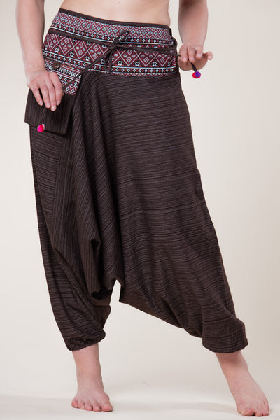 Pinstripe Brown Hill Tribe Artisan Low Cut Haaremihousut