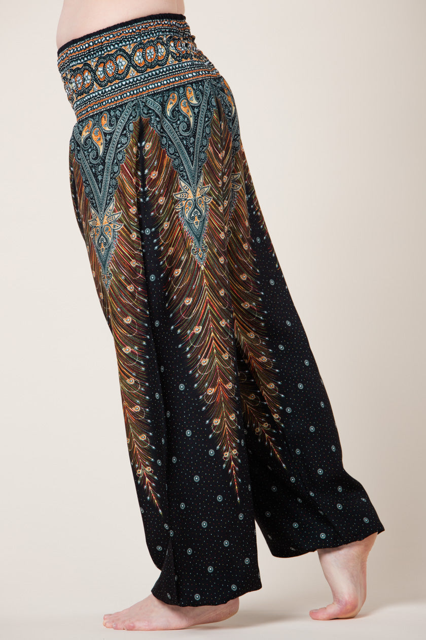 Peacock Feather Black Artisan Haaremihousut
