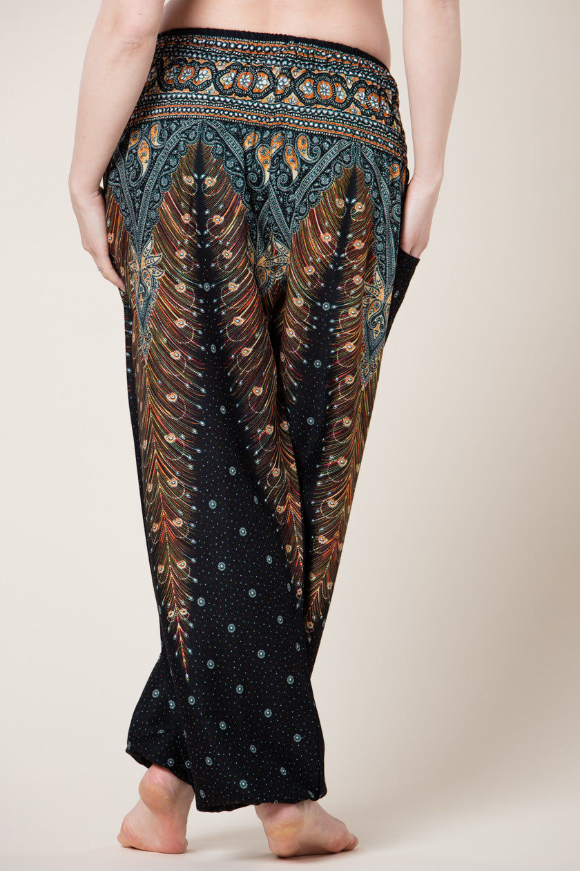 Peacock Feather Black Artisan Haaremihousut