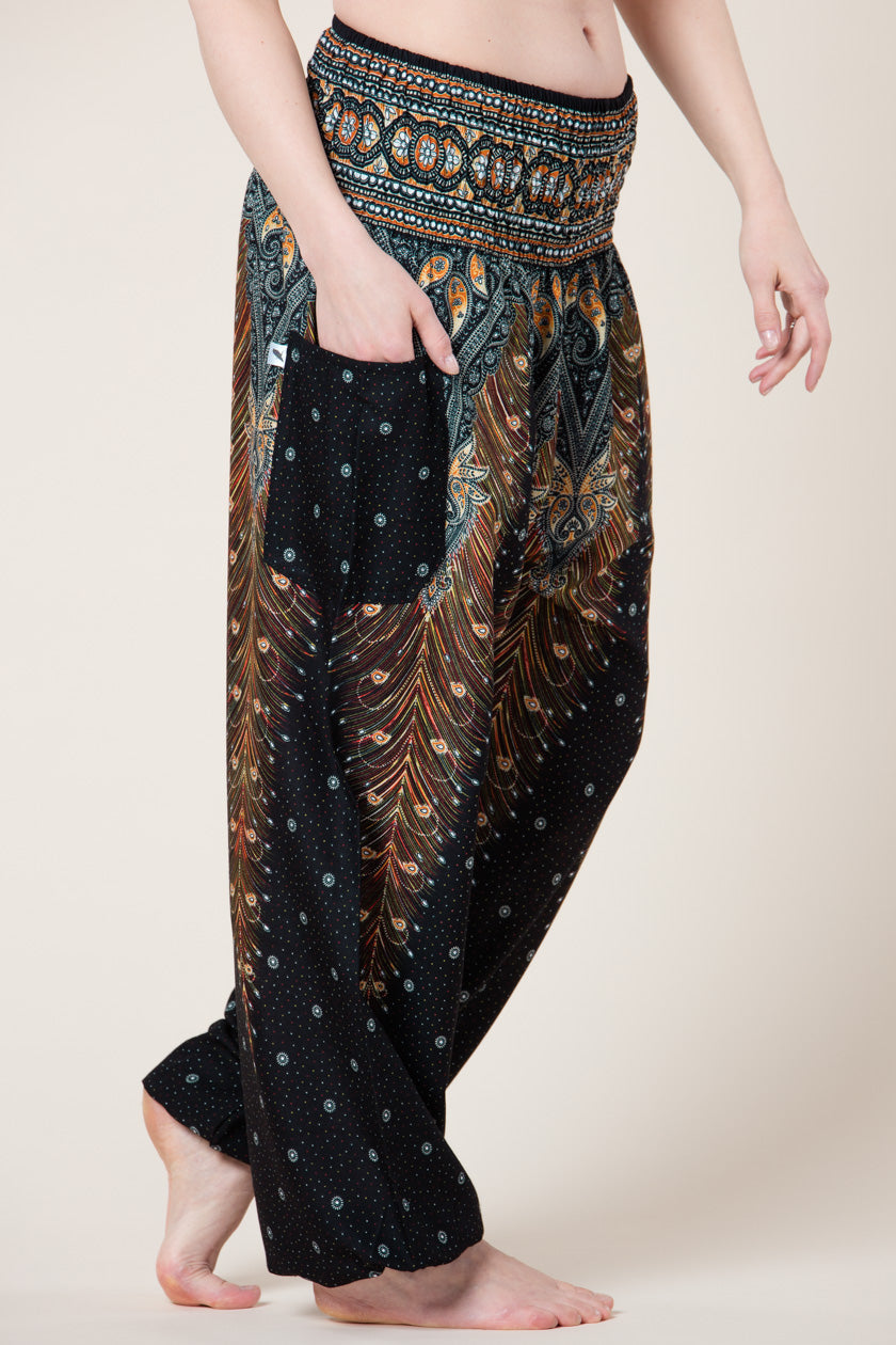 Peacock Feather Black Artisan Haaremihousut