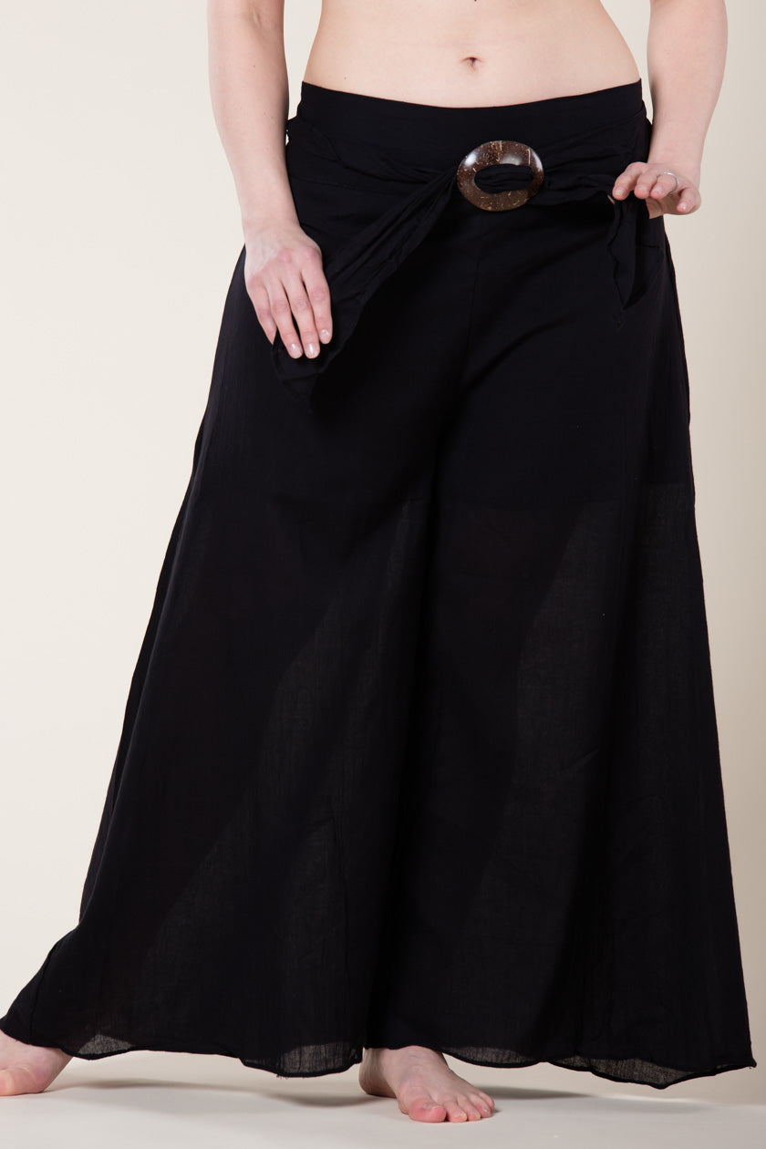 Boho Black Cotton Artisan Palatsihousut