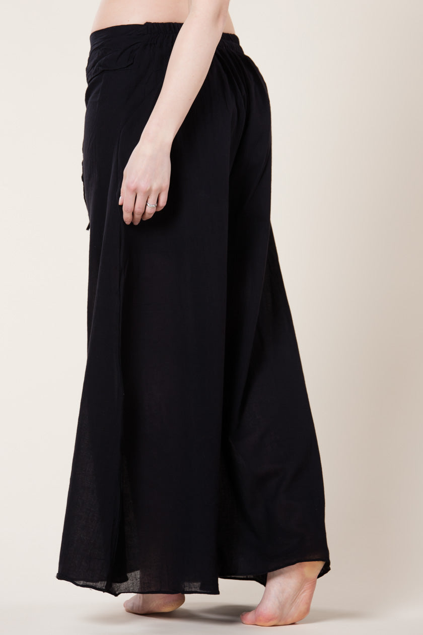 Boho Black Cotton Artisan Palatsihousut