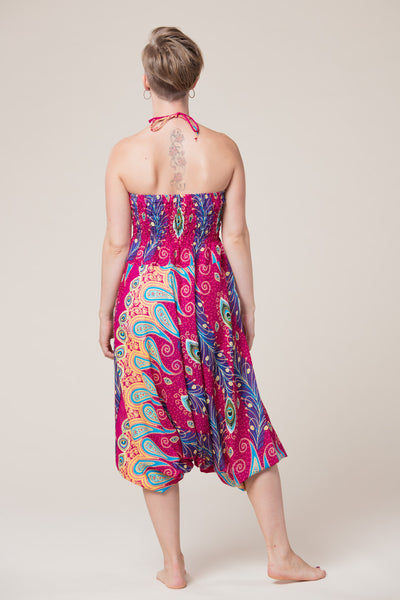 Peacock Paisley Pink Artisan Jumpsuit Haaremihousut