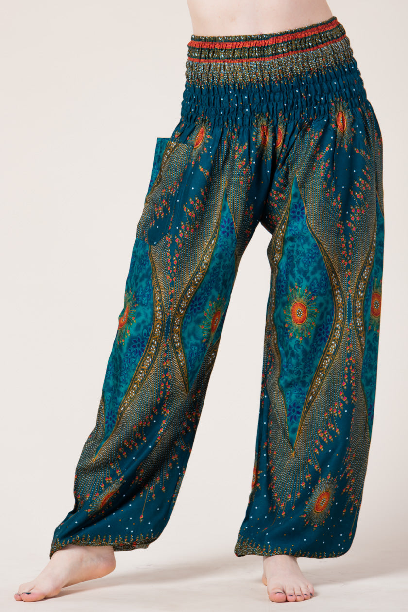 Peacock Eye Teal Artisan Harem Pants