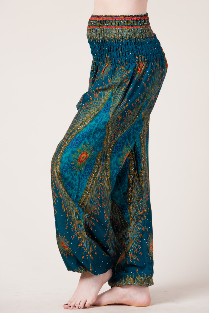 Peacock Eye Teal Artisan Harem Pants