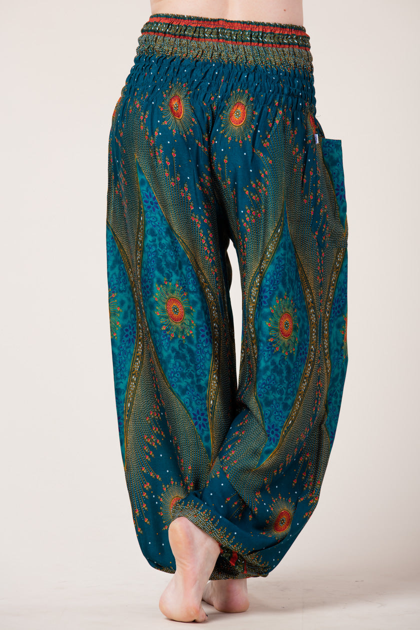Peacock Eye Teal Artisan Harem Pants