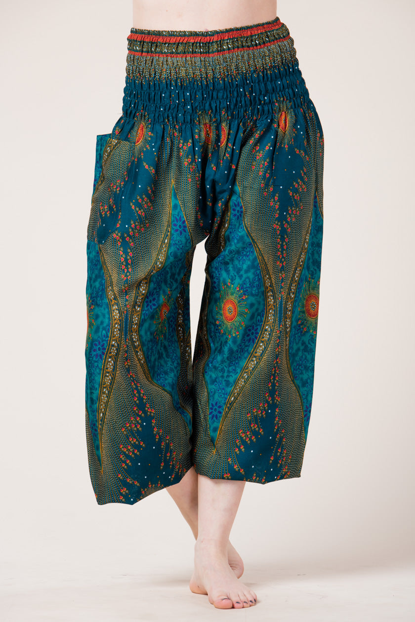 Peacock Eye Teal Artisan Harem Pants