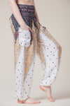 Peacock Feather White Artisan Haaremihousut