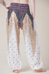 Peacock Feather White Artisan Haaremihousut