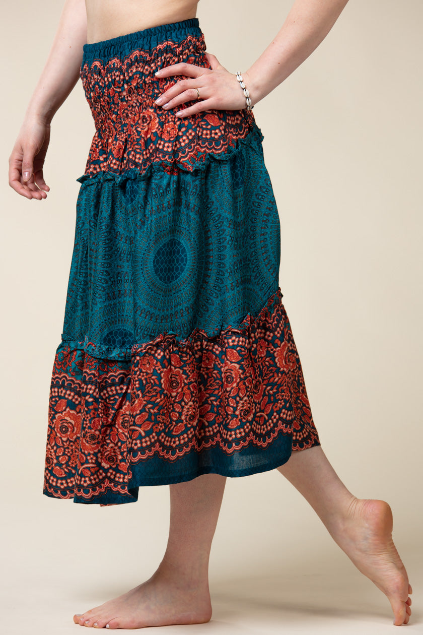Mandala Teal Artisan Skirt