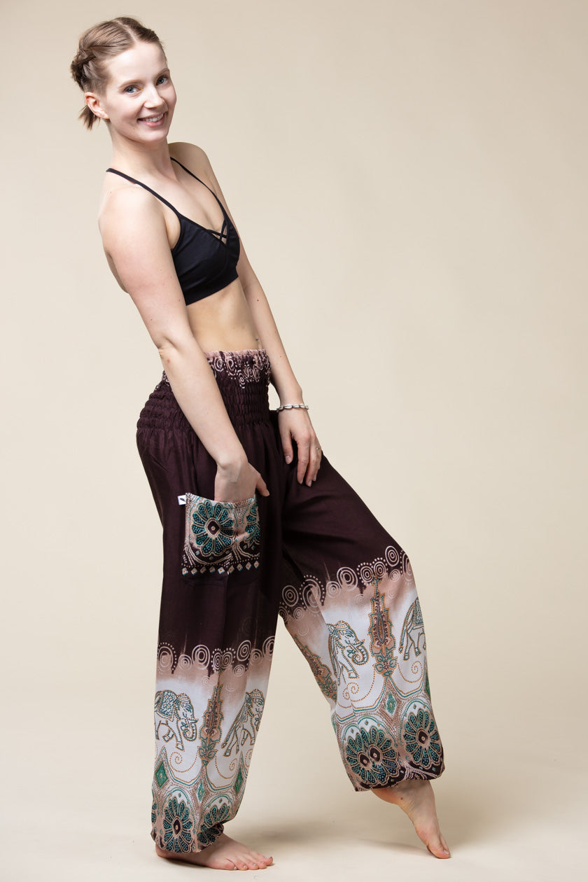 Parade Elephants Brown Artisan Haaremihousut