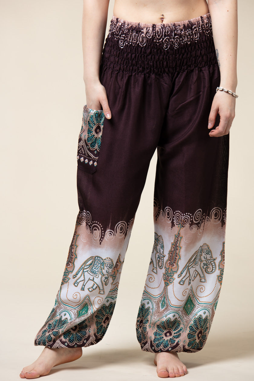 Parade Elephants Brown Artisan Haaremihousut