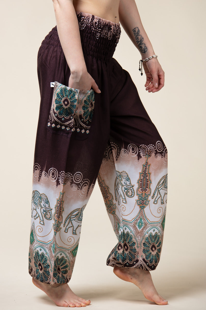 Parade Elephants Brown Artisan Haaremihousut