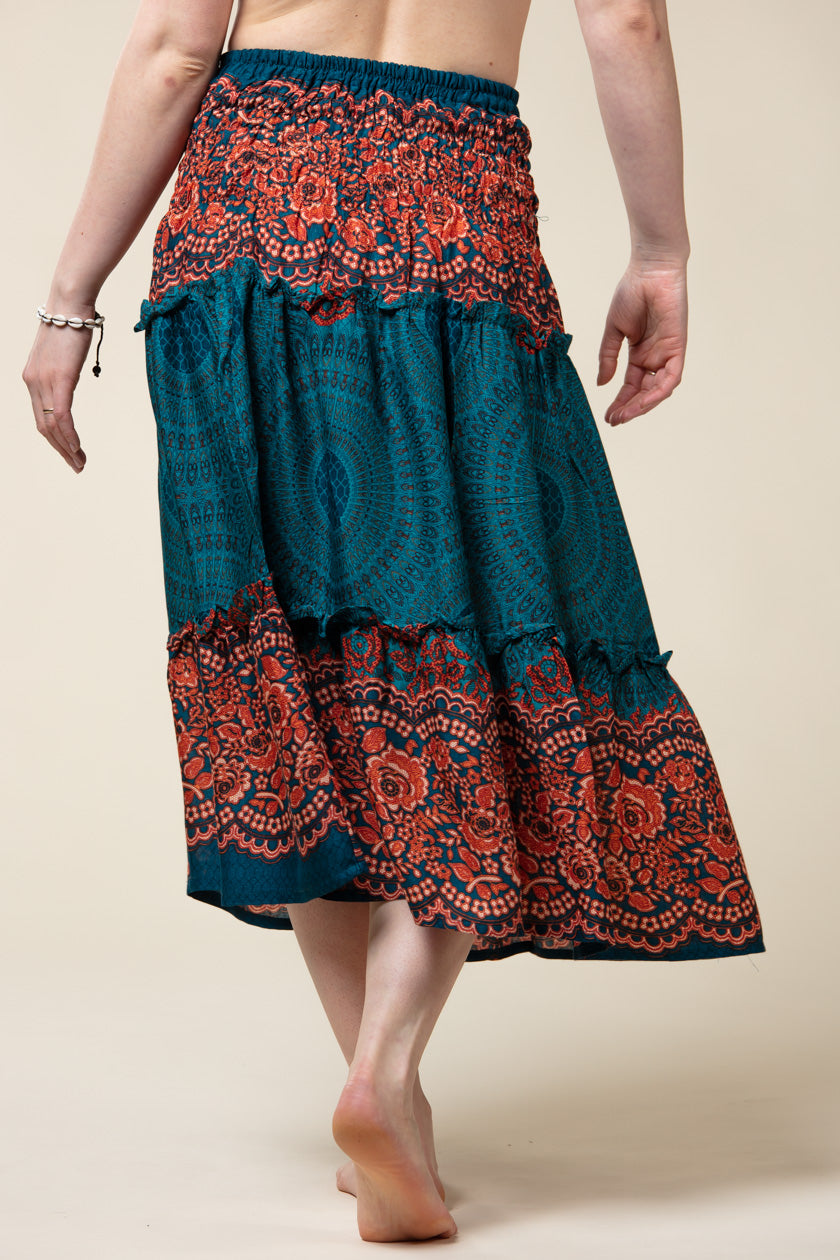 Mandala Teal Artisan Skirt