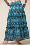 Aztec Elephant Ocean Blue Artisan Maksihame