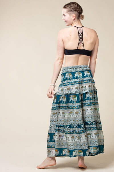 Aztec Elephant Teal Artisan Maksihame