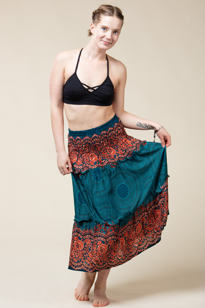 Mandala Teal Artisan Skirt