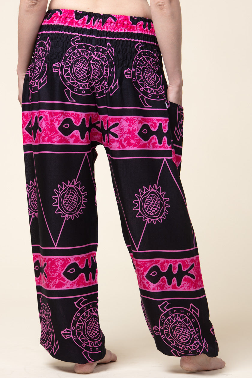 Mayan Turtle Pink Artisan Harem Pants