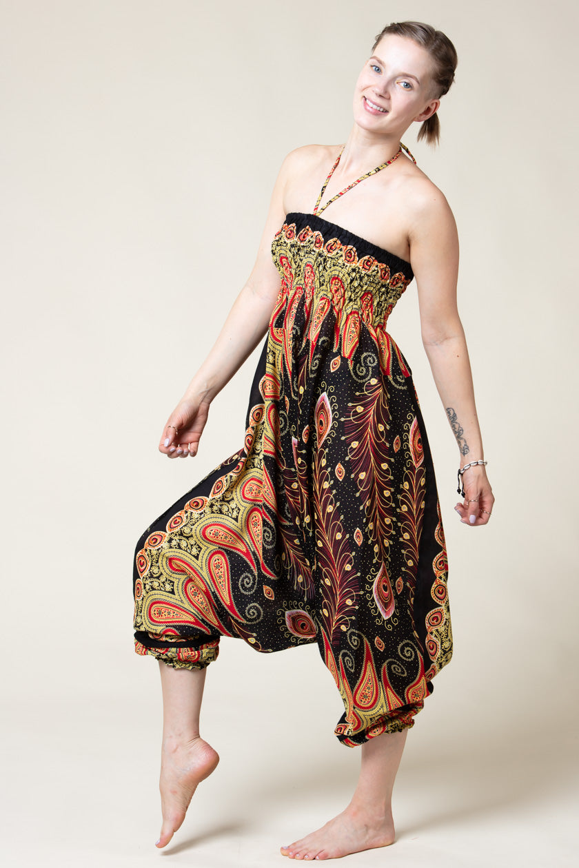 Peacock Paisley Black Artisan Jumpsuit Haaremihousut