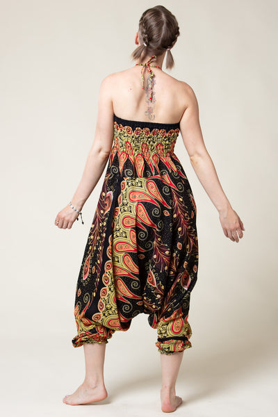 Peacock Paisley Black Artisan Jumpsuit Haaremihousut