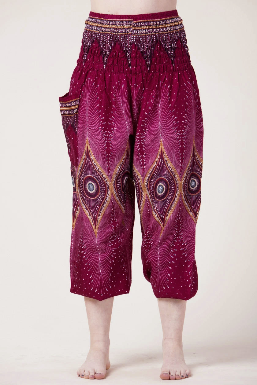 Diamond Peacock Red Artisan Harem Pants